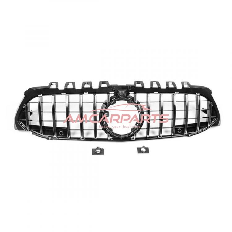 Preview: Upgrade Design Kühlergrill / Sportgrill passend für Mercedes Benz A-Klasse V177 / W177 18-23 Hochglanz schwarz / chrom