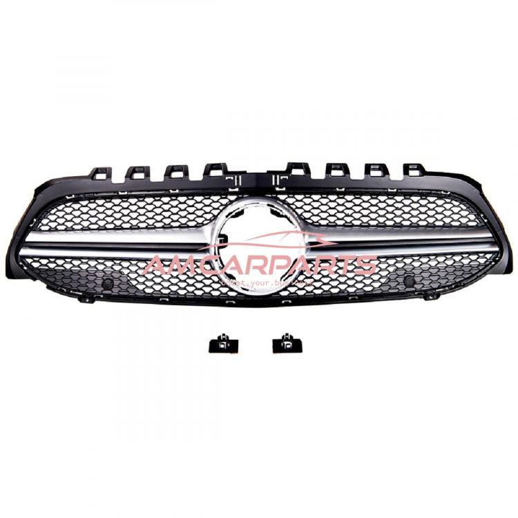Preview: Upgrade Design Kühlergrill / Sportgrill passend für Mercedes Benz A-Klasse V177 / W177 18-23 Matt schwarz / Matt silber