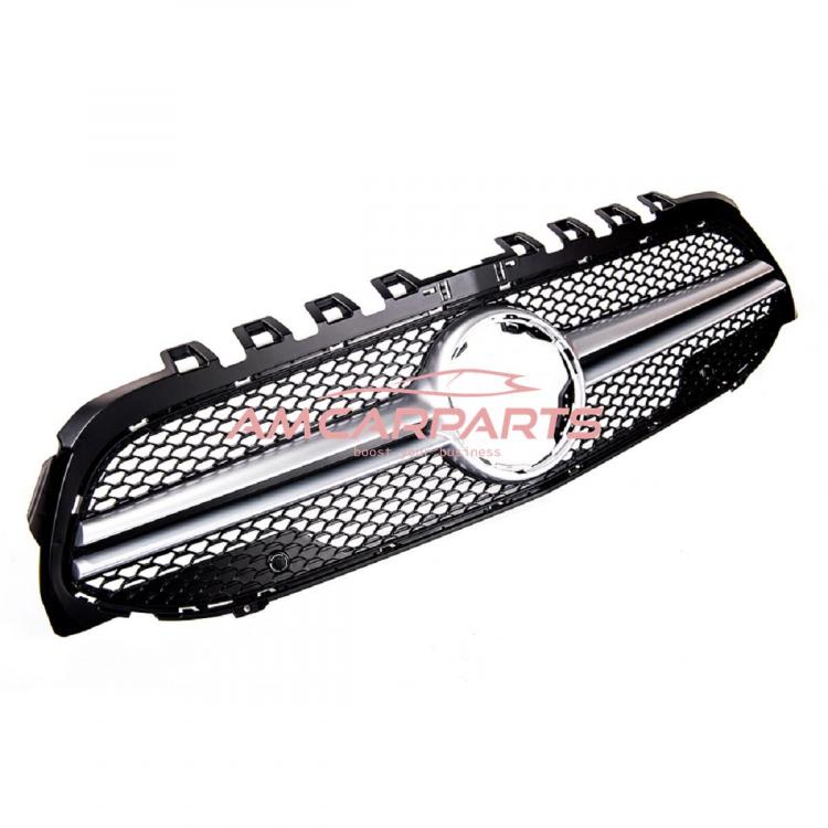 Preview: Upgrade Design Kühlergrill / Sportgrill passend für Mercedes Benz A-Klasse V177 / W177 18-23 Matt schwarz / Matt silber
