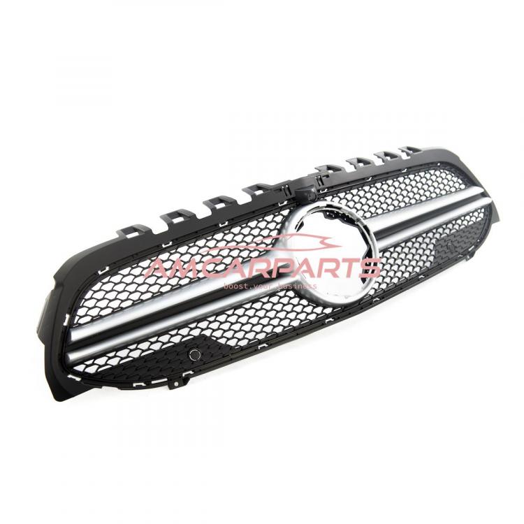 Preview: Upgrade Design Kühlergrill / Sportgrill passend für Mercedes Benz A-Klasse V177 / W177 18+ Matt schwarz / Matt silber