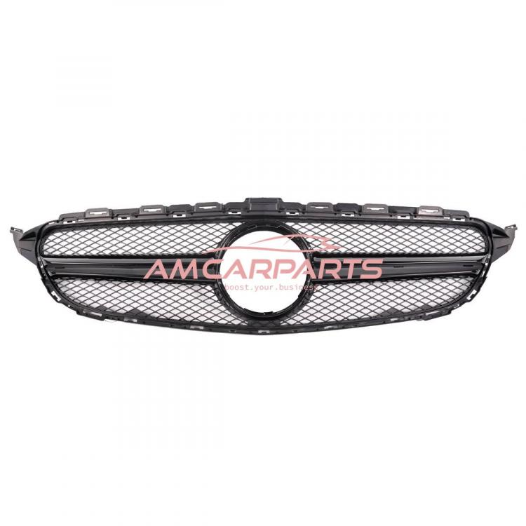 Preview: Upgrade Design Kühlergrill / Sportgrill passend für Mercedes Benz C-Klasse W205 / S205 / A205 / C205 13-18 Matt schwarz / Hochglanz schwarz