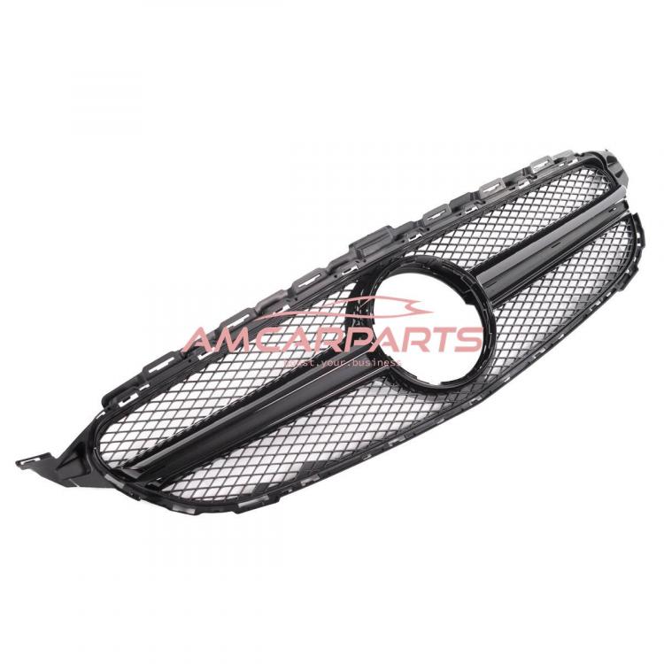 Preview: Upgrade Design Kühlergrill / Sportgrill passend für Mercedes Benz C-Klasse W205 / S205 / A205 / C205 13-18 Matt schwarz / Hochglanz schwarz