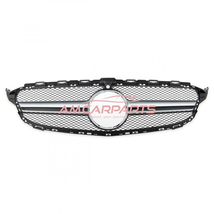 Preview: Upgrade Design Kühlergrill / Sportgrill passend für Mercedes Benz C-Klasse W205 / S205 / A205 / C205 13-18 Matt schwarz / Matt silber