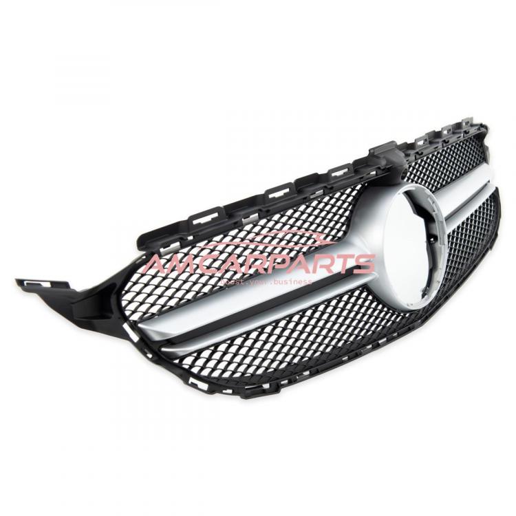 Preview: Upgrade Design Kühlergrill / Sportgrill passend für Mercedes Benz C-Klasse W205 / S205 / A205 / C205 13-18 Matt schwarz / Matt silber