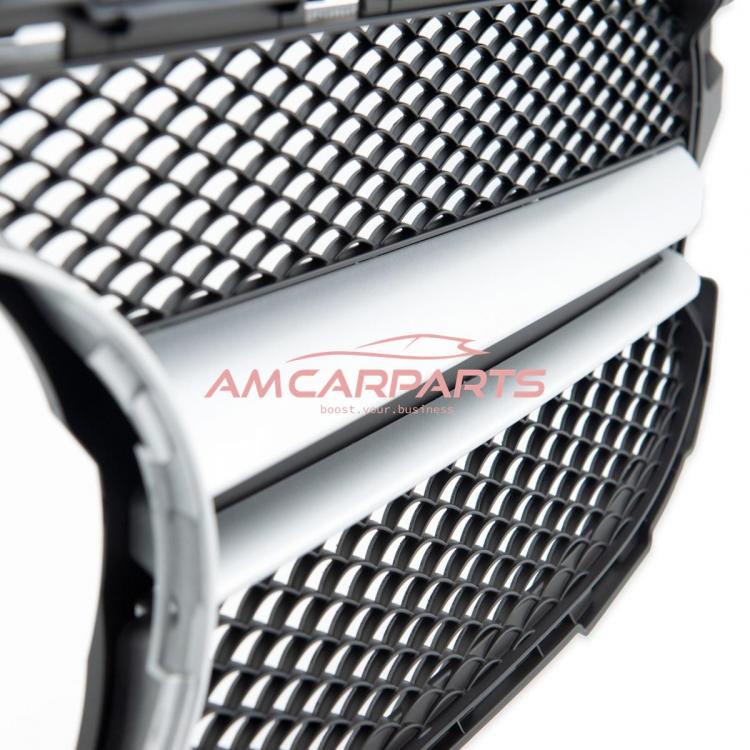 Upgrade Design Kühlergrill / Sportgrill passend für Mercedes Benz C-Klasse W205 / S205 / A205 / C205 13-18 Matt schwarz / Matt silber