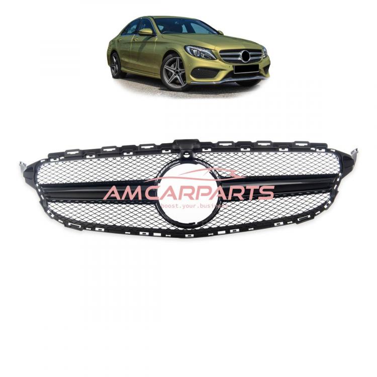 Upgrade Design Kühlergrill / Sportgrill passend für Mercedes Benz C-Klasse W205 / S205 / A205 / C205 13-18 Matt schwarz / Hochglanz schwarz