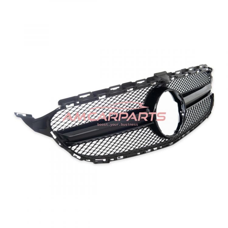Preview: Upgrade Design Kühlergrill / Sportgrill passend für Mercedes Benz C-Klasse W205 / S205 / A205 / C205 13-18 Matt schwarz / Hochglanz schwarz