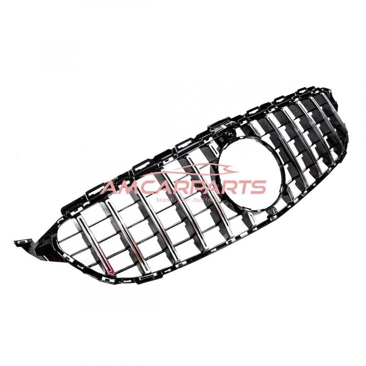 Preview: Upgrade Design Kühlergrill / Sportgrill passend für Mercedes Benz C-Klasse W205 / S205 / A205 / C205 14-21 Hochglanz schwarz / chrom