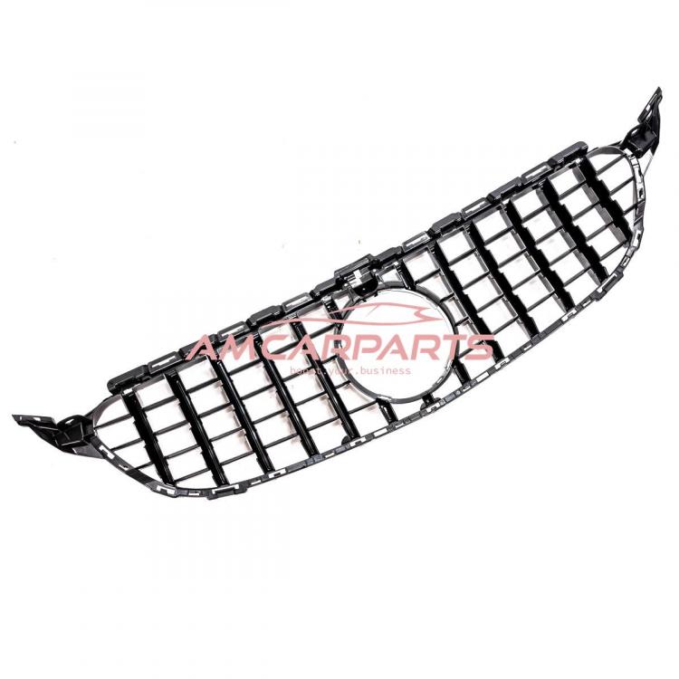 Upgrade Design Kühlergrill / Sportgrill passend für Mercedes Benz C-Klasse W205 / S205 / A205 / C205 14-21 Hochglanz schwarz / chrom