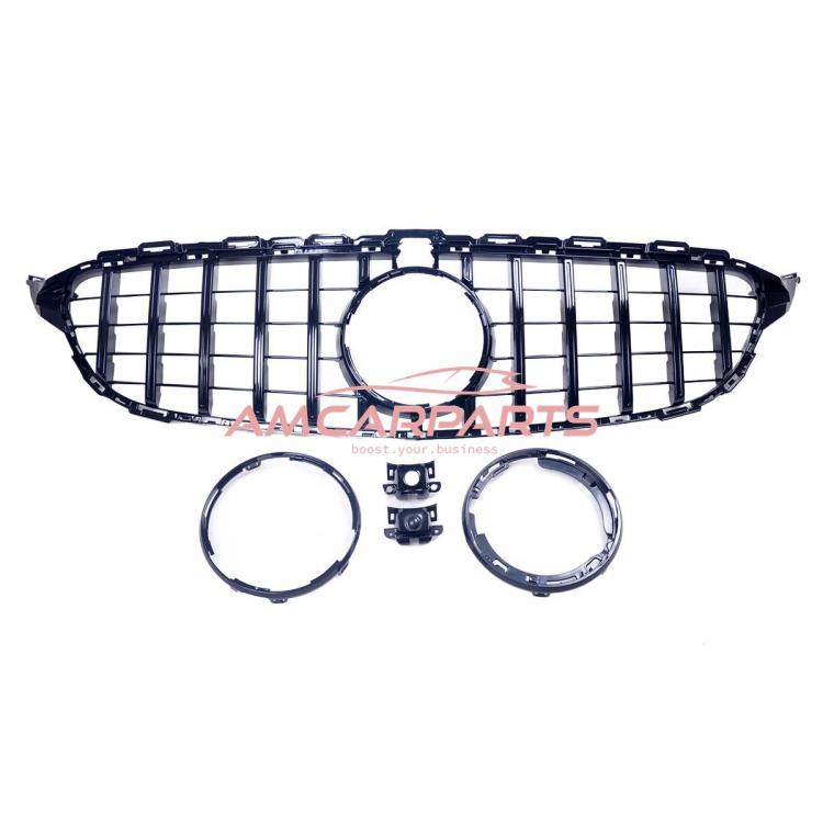 Preview: Upgrade Design Kühlergrill / Sportgrill passend für Mercedes Benz C-Klasse W205 / S205 / A205 / C205 14-21 Hochglanz schwarz