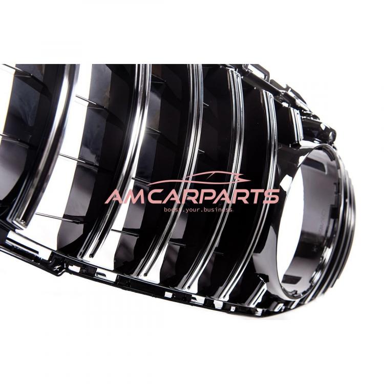 Upgrade Design Kühlergrill / Sportgrill passend für Mercedes Benz C-Klasse W205 / S205 / A205 / C205 13-18 Hochglanz schwarz / chrom