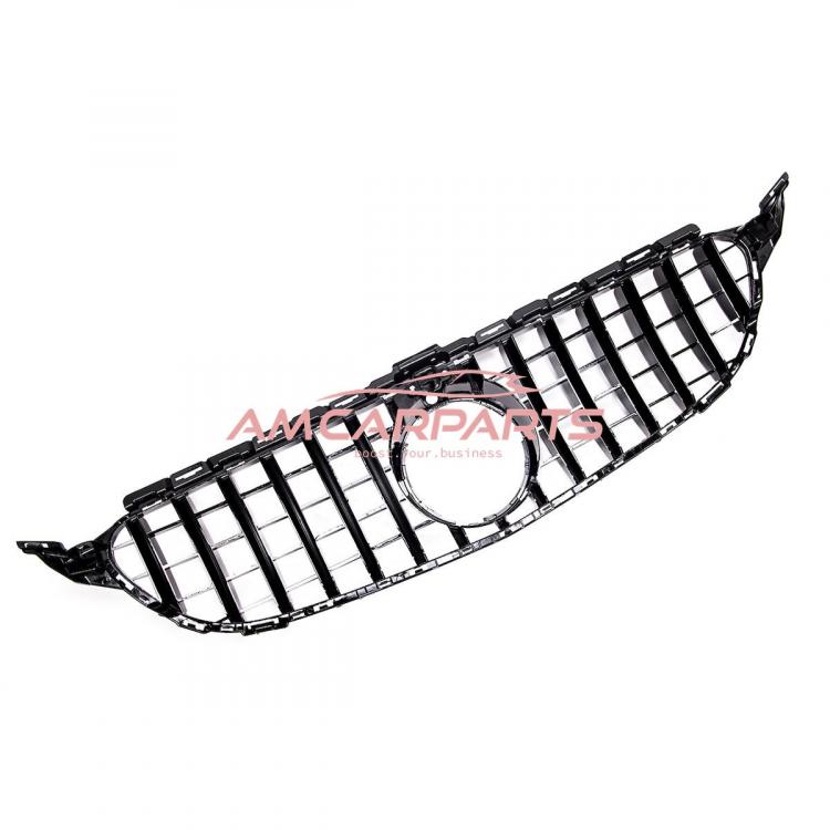 Upgrade Design Kühlergrill / Sportgrill passend für Mercedes Benz C-Klasse W205 / S205 / A205 / C205 13-18 Hochglanz schwarz / chrom