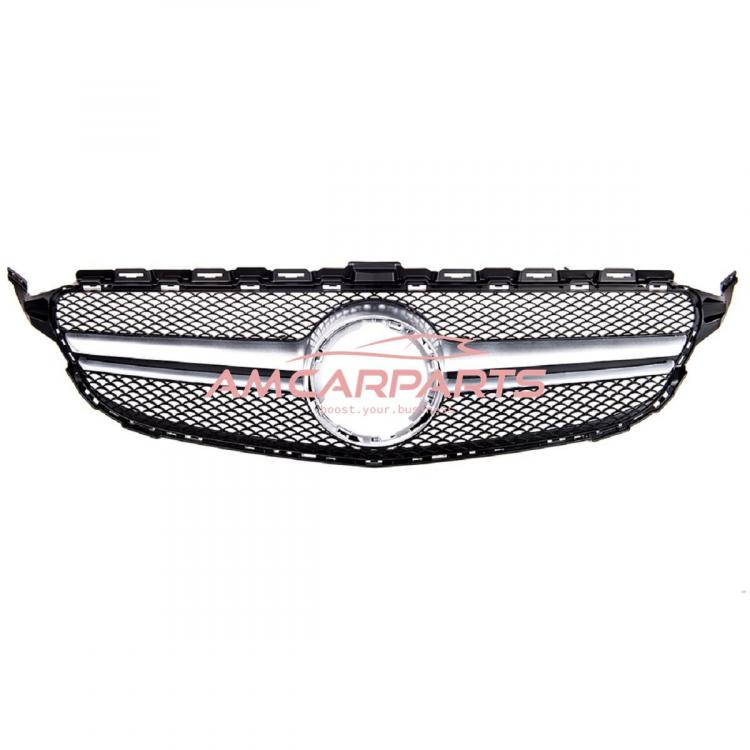 Preview: Upgrade Design Kühlergrill / Sportgrill passend für Mercedes Benz C-Klasse W205 / S205 / A205 / C205 Facelift 18-21 Matt schwarz / Matt silber