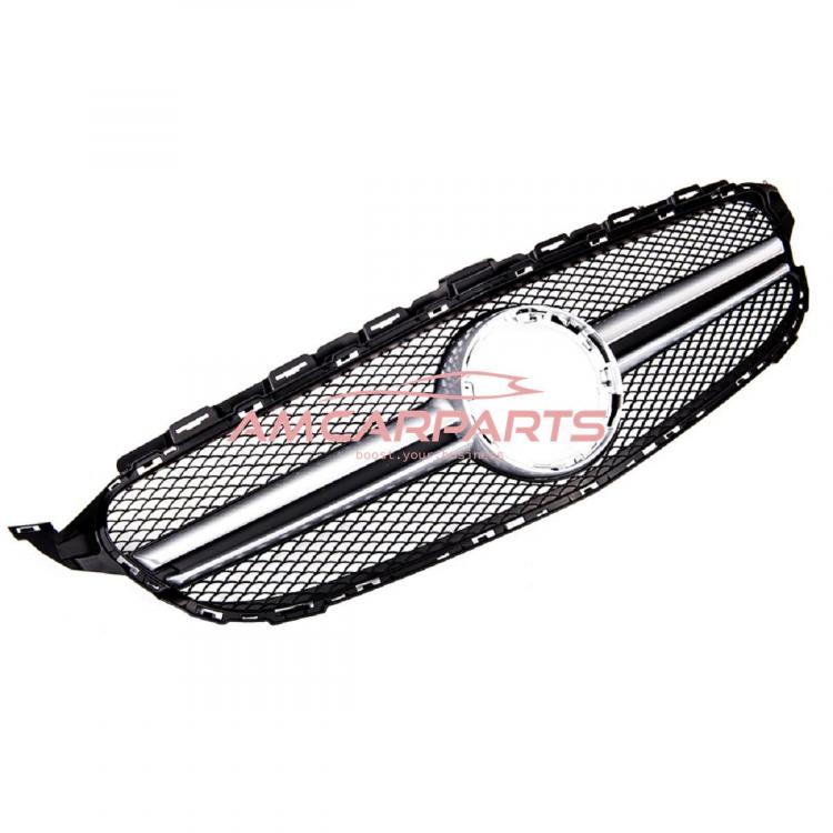 Preview: Upgrade Design Kühlergrill / Sportgrill passend für Mercedes Benz C-Klasse W205 / S205 / A205 / C205 Facelift 18-21 Matt schwarz / Matt silber