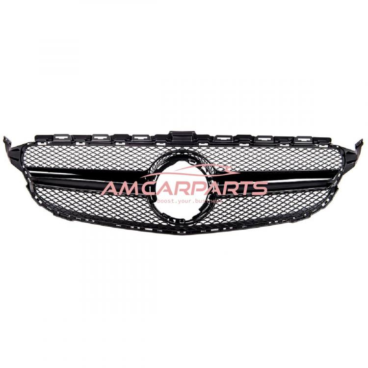 Preview: Upgrade Design Kühlergrill / Sportgrill passend für Mercedes Benz C-Klasse W205 / S205 / A205 / C205 Facelift 18-21 Hochglanz schwarz