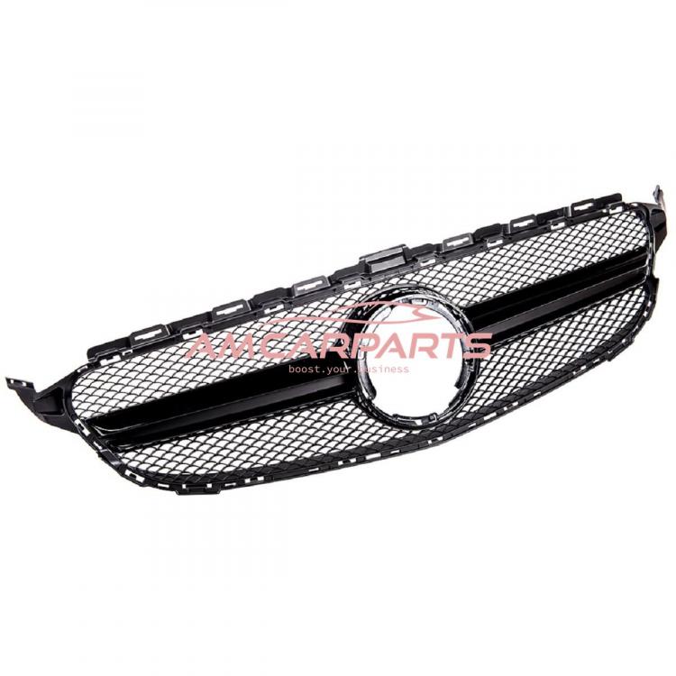 Preview: Upgrade Design Kühlergrill / Sportgrill passend für Mercedes Benz C-Klasse W205 / S205 / A205 / C205 Facelift 18-21 Hochglanz schwarz