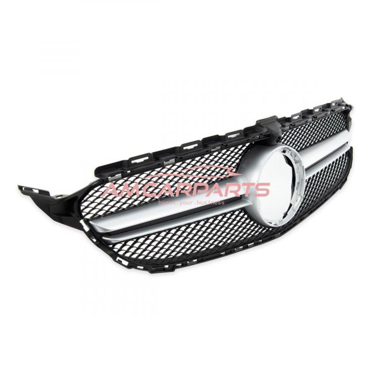 Preview: Upgrade Design Kühlergrill / Sportgrill passend für Mercedes Benz C-Klasse W205 / S205 / A205 / C205 Facelift 18-21 Matt schwarz / Matt silber