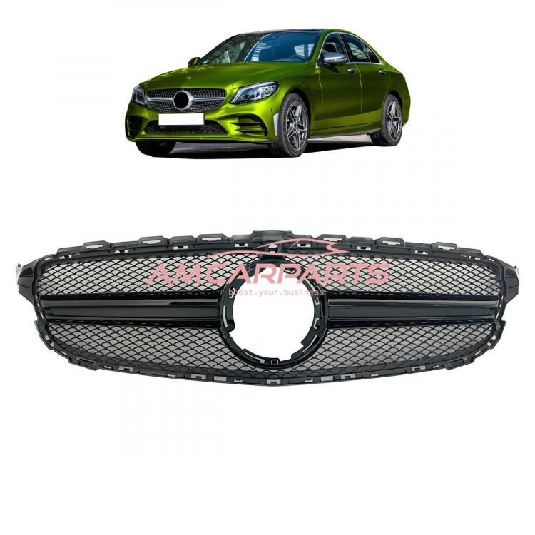 Upgrade Design Kühlergrill / Sportgrill passend für Mercedes Benz C-Klasse W205 / S205 / A205 / C205 Facelift 18-21 Matt schwarz / Hochglanz schwarz