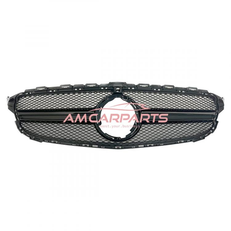 Preview: Upgrade Design Kühlergrill / Sportgrill passend für Mercedes Benz C-Klasse W205 / S205 / A205 / C205 Facelift 18-21 Matt schwarz / Hochglanz schwarz