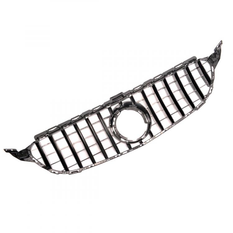 Upgrade Design Kühlergrill / Sportgrill passend für Mercedes Benz C-Klasse W205 / S205 / A205 / C205 Facelift 18-21 Hochglanz schwarz / chrom