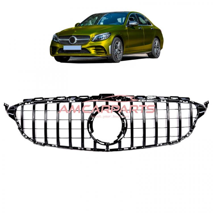 Upgrade Design Kühlergrill / Sportgrill passend für Mercedes Benz C-Klasse W205 / S205 / A205 / C205 Facelift 18-21 Hochglanz schwarz
