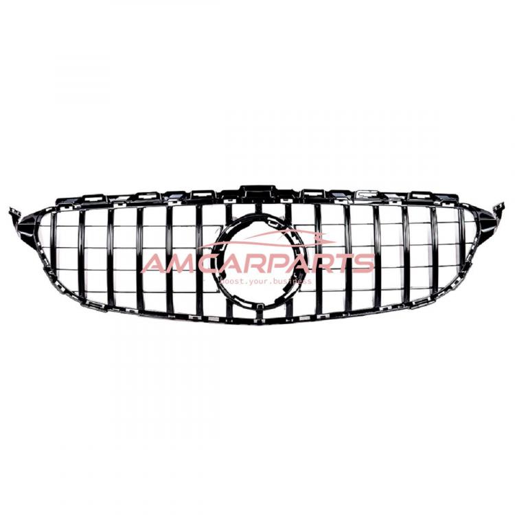Upgrade Design Kühlergrill / Sportgrill passend für Mercedes Benz C-Klasse W205 / S205 / A205 / C205 Facelift 18-21 Hochglanz schwarz