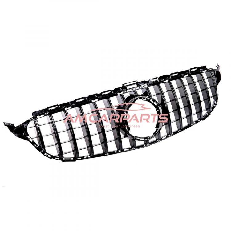 Upgrade Design Kühlergrill / Sportgrill passend für Mercedes Benz C-Klasse W205 / S205 / A205 / C205 Facelift 18-21 Hochglanz schwarz