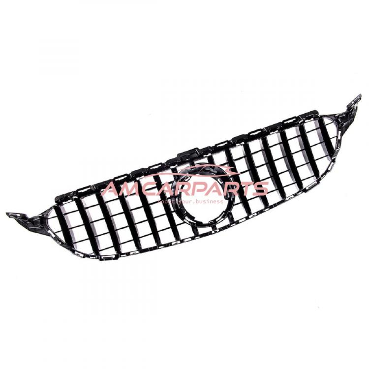 Upgrade Design Kühlergrill / Sportgrill passend für Mercedes Benz C-Klasse W205 / S205 / A205 / C205 Facelift 18-21 Hochglanz schwarz