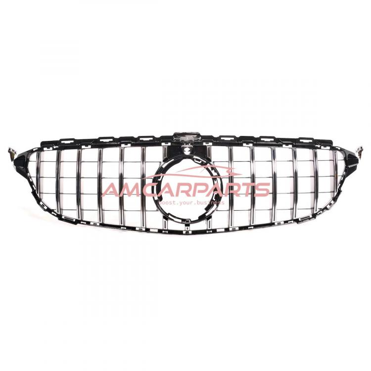 Upgrade Design Kühlergrill / Sportgrill passend für Mercedes Benz C-Klasse W205 / S205 / A205 / C205 Facelift 18-21 Hochglanz schwarz / chrom