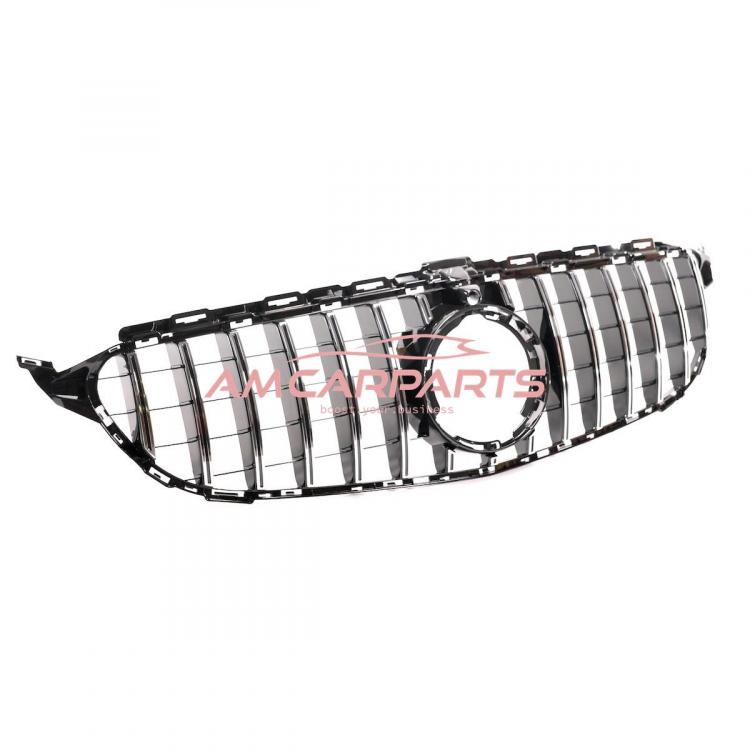 Upgrade Design Kühlergrill / Sportgrill passend für Mercedes Benz C-Klasse W205 / S205 / A205 / C205 Facelift 18-21 Hochglanz schwarz / chrom