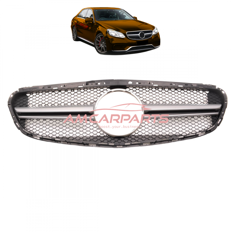 Upgrade Design Kühlergrill / Sportgrill für Mercedes Benz E-Klasse W212 / S212 Facelift 13-16 Matt schwarz / Matt silber