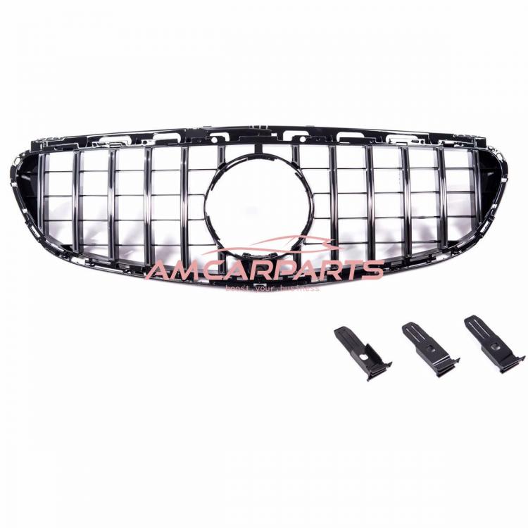 Preview: Upgrade Design Kühlergrill / Sportgrill für Mercedes Benz E-Klasse W212 / S212 Facelift 13-16 Hochglanz schwarz / chrom