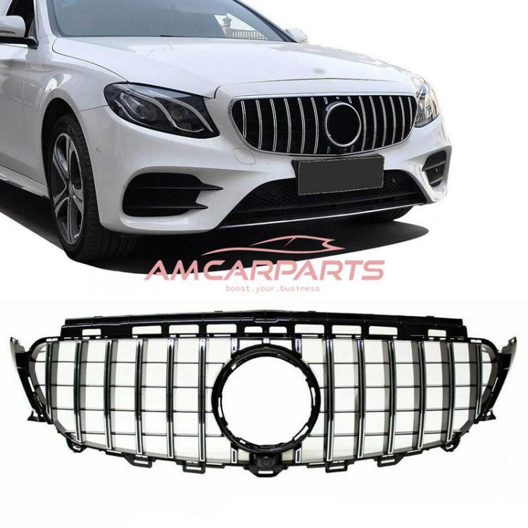 Upgrade Design Kühlergrill / Sportgrill für Mercedes Benz E-Klasse W213 / S213 / A238 / C238 Vor-Facelift 16-20 Hochglanz schwarz / chrom