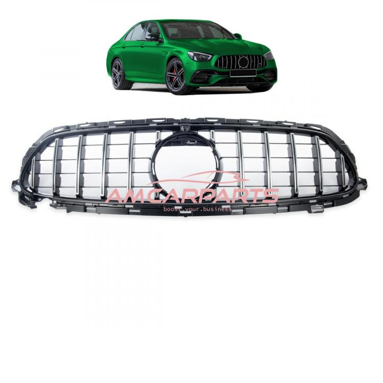 Upgrade Design Kühlergrill / Sportgrill für Mercedes Benz E-Klasse W213 / S213 / A238 / C238 Facelift 21-23 Hochglanz schwarz / chrom