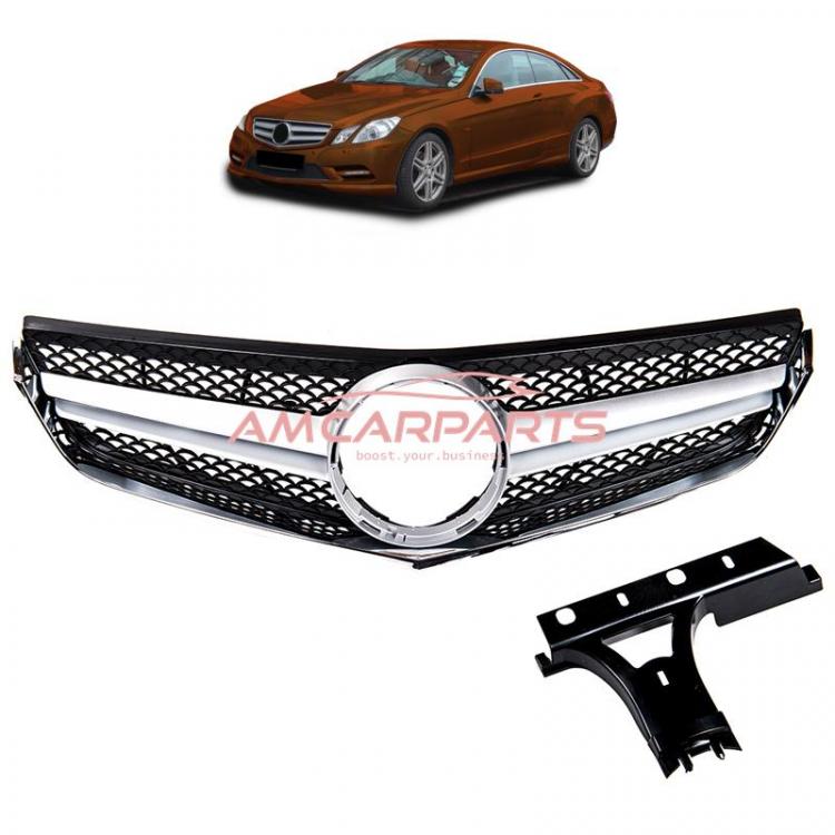 Upgrade Design Kühlergrill / Sportgrill passend für Mercedes Benz E-Klasse C207 / A207 09-13 Matt schwarz / Matt silber / chrom