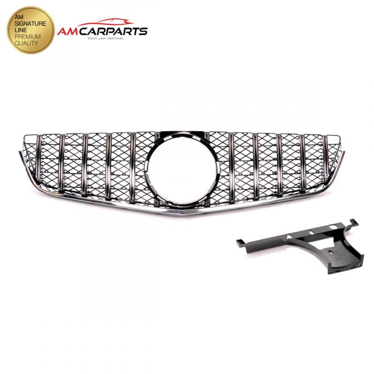 Preview: Upgrade Design Kühlergrill / Sportgrill für Mercedes Benz E-Klasse C207 / A207 Vor-Facelift 09-13 Hochglanz schwarz / chrom