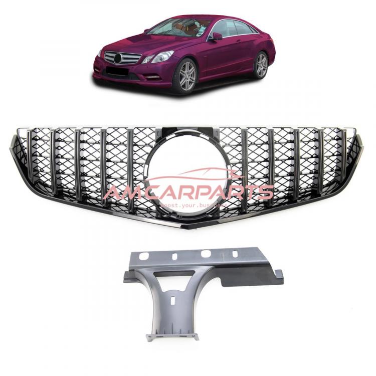 Upgrade Design Kühlergrill / Sportgrill passend für Mercedes Benz E-Klasse C207 / A207 Vor-Facelift 09-13 Hochglanz schwarz
