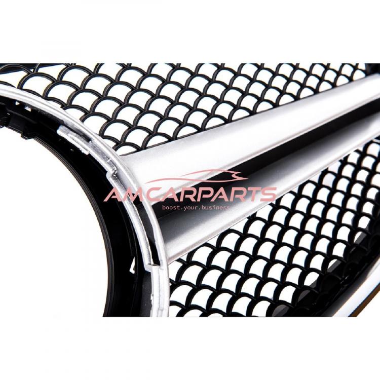 Upgrade Design Kühlergrill / Sportgrill passend für Mercedes Benz E-Klasse C207 / A207 Facelift 13-16 Matt schwarz / Matt silber / chrom