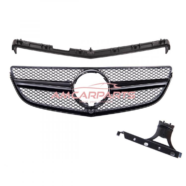 Upgrade Design Kühlergrill / Sportgrill passend für Mercedes Benz E-Klasse C207 / A207 Facelift 13-17 Matt schwarz / Hochglanz schwarz