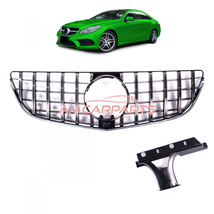Upgrade Design Kühlergrill / Sportgrill passend für Mercedes Benz E-Klasse C207 / A207 Facelift 13-17 Hochglanz schwarz / chrom
