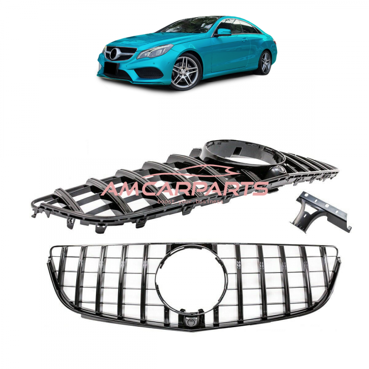 Upgrade Design Kühlergrill / Sportgrill passend für Mercedes Benz E-Klasse C207 / A207 Facelift 13-16 Hochglanz schwarz