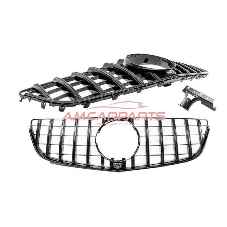 Upgrade Design Kühlergrill / Sportgrill für Mercedes Benz E-Klasse C207 / A207 Facelift 13-16 Hochglanz schwarz