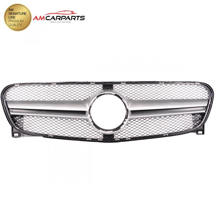 Preview: Upgrade Design Kühlergrill / Sportgrill für Mercedes GLA-Klasse (X156) 13-16 Matt schwarz / Matt silber