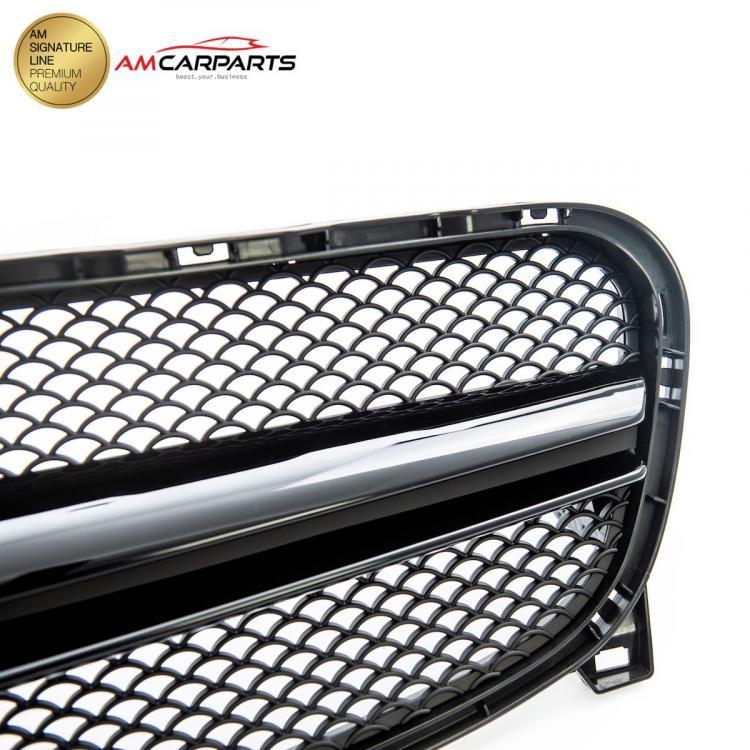 Preview: Upgrade Design Kühlergrill / Sportgrill für Mercedes GLA-Klasse (X156) 13-16 Hochglanz schwarz / Matt schwarz