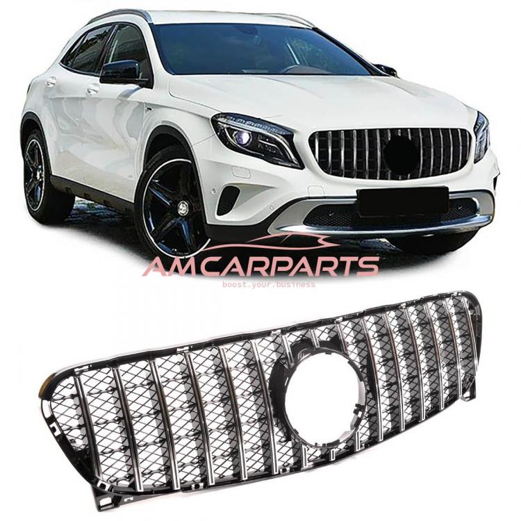 Upgrade Design Kühlergrill / Sportgrill für Mercedes GLA-Klasse (X156) 13-16 Hochglanz schwarz / chrom