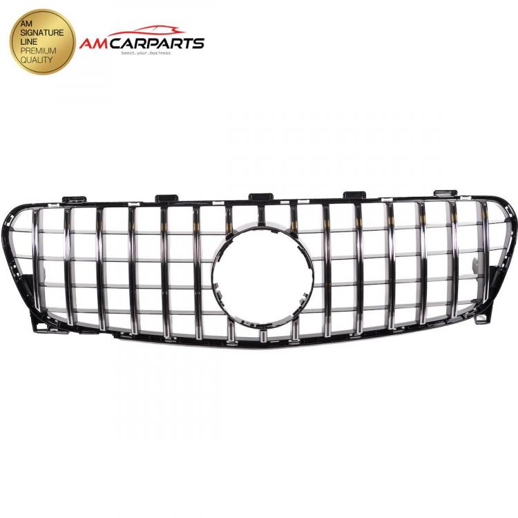 Preview: Upgrade Design Kühlergrill / Sportgrill für Mercedes GLA-Klasse (X156) Facelift 17-19 Hochglanz schwarz / chrom