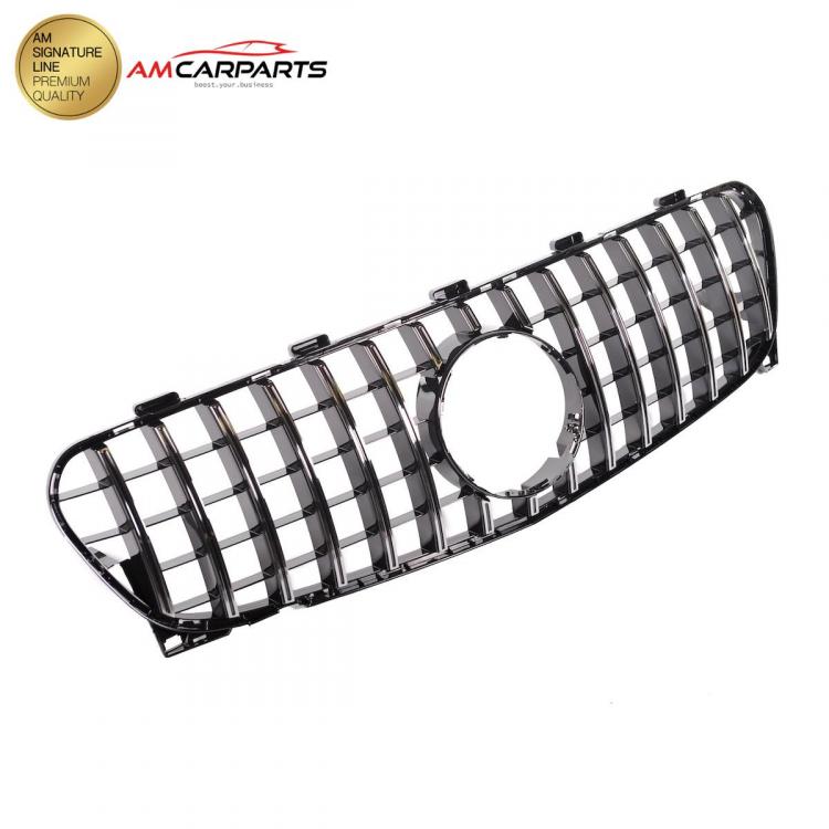 Preview: Upgrade Design Kühlergrill / Sportgrill für Mercedes GLA-Klasse (X156) Facelift 17-19 Hochglanz schwarz / chrom