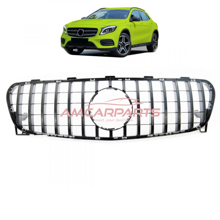 Upgrade Design Kühlergrill / Sportgrill für Mercedes GLA-Klasse (X156) Facelift 17-19 Hochglanz schwarz