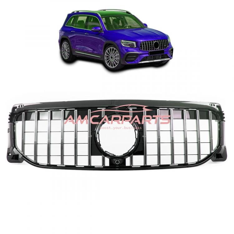 Upgrade Design Kühlergrill / Sportgrill für Mercedes GLB (X247) 19+ Hochglanz schwarz / chrom