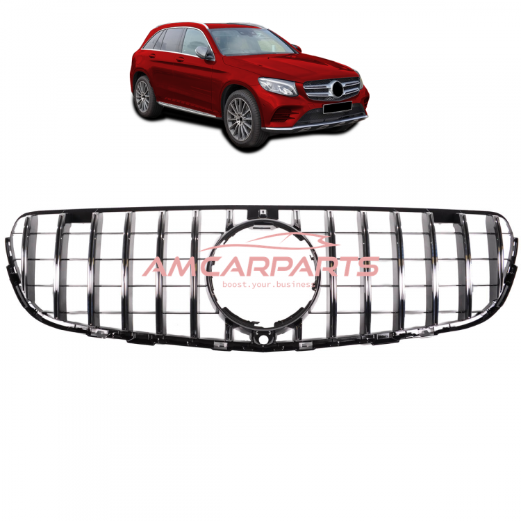 Upgrade Design Kühlergrill / Sportgrill für Mercedes GLC (X253) / GLC (C253) 15-19 Hochglanz schwarz / chrom